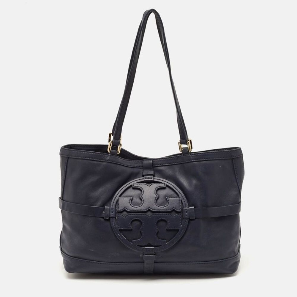 Tory Burch Holly East West Navy Blue Leather Tote